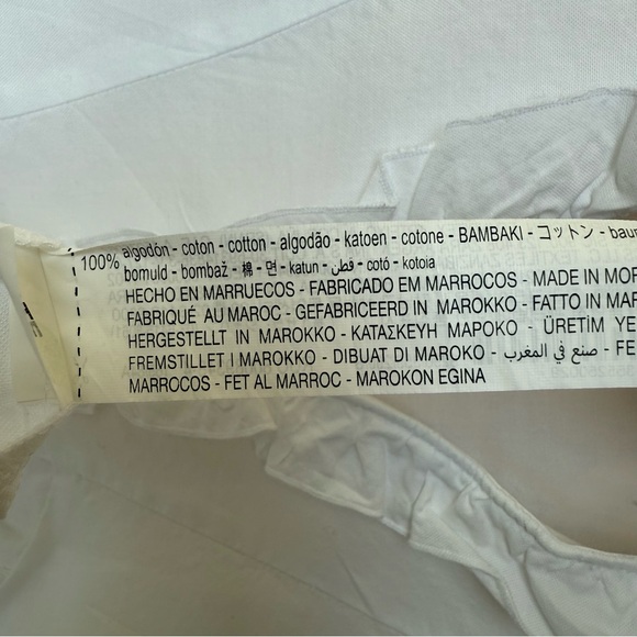 Zara White Babydoll Ruffle Mini Dress Cotton V-Neck - Small - Picture 5 of 12